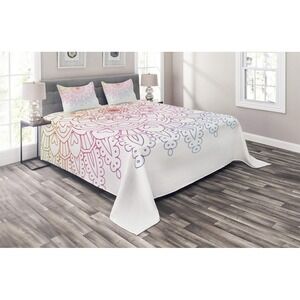 Ambesonne Rainbow‎ Mandala Duvet Bedspread Set Queen Size